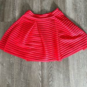 Express Red Eyelit Structured Skirt